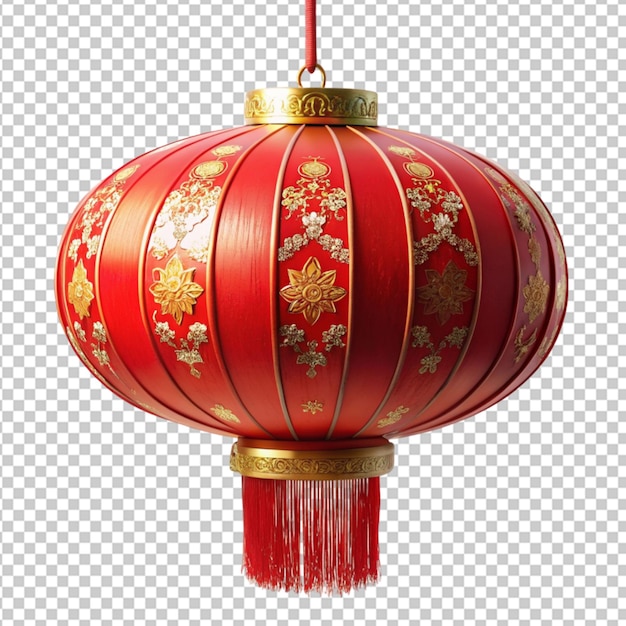 red Chinese decorative lantern on transparent background