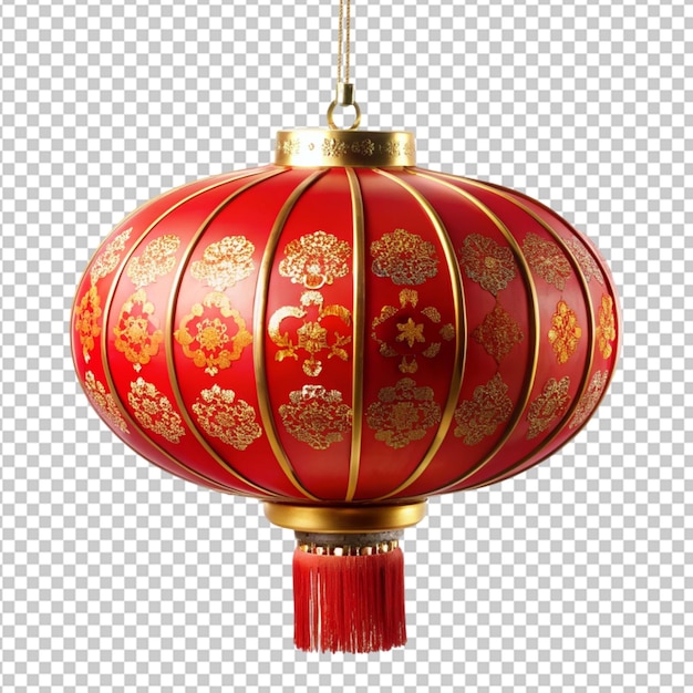 red Chinese decorative lantern on transparent background