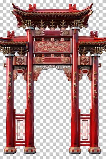 PSD red chinese gate alone on transparent background