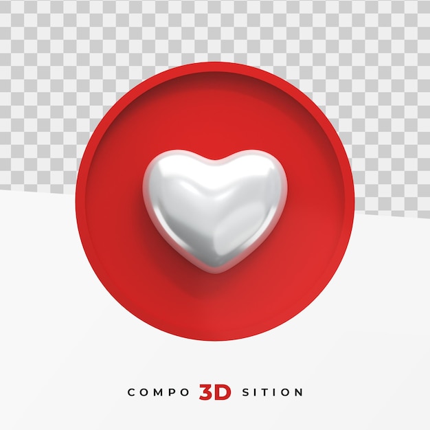 Red circle like icon 3d rendering