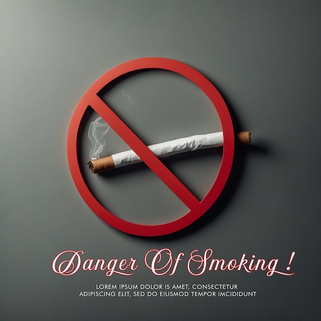 a red circle with a cigarette in it and the words danger of smoking