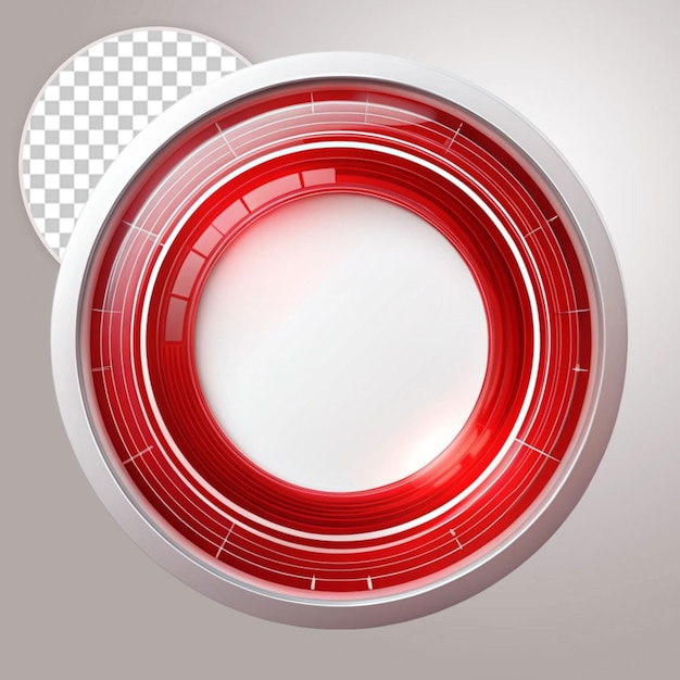 A red circular object with a red light on it on transparent background