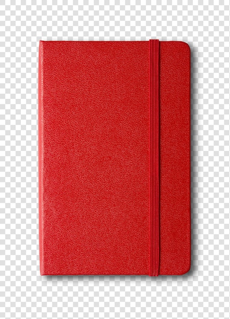 Red closed notebook isolated on white