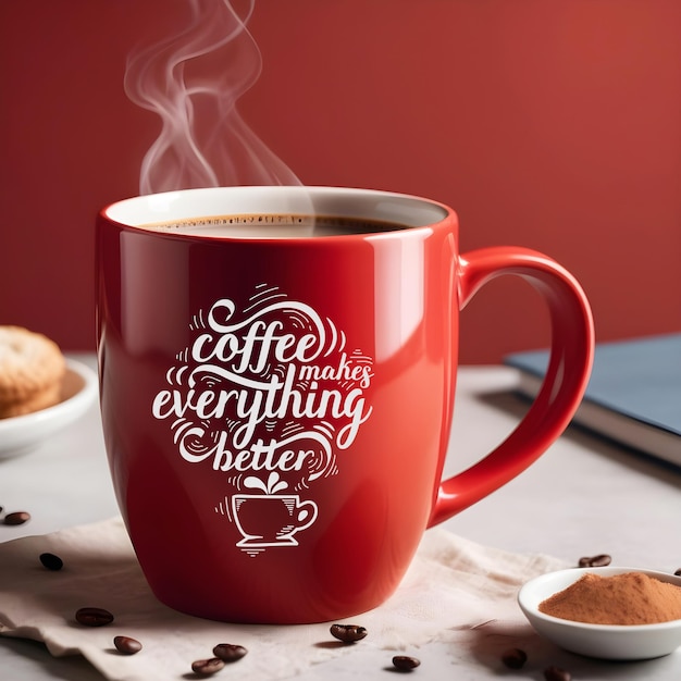 red coffee mug mockup