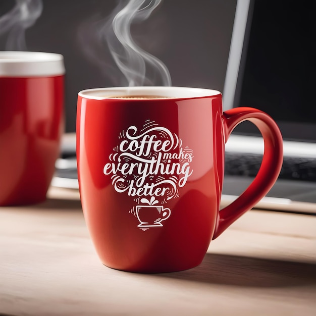 red coffee mug mockup