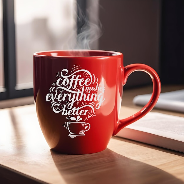 red coffee mug mockup