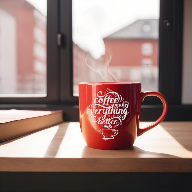 red coffee mug mockup