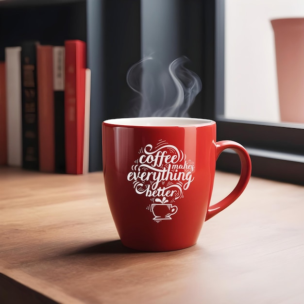 red coffee mug mockup