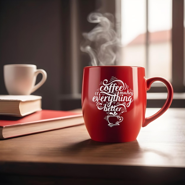 red coffee mug mockup