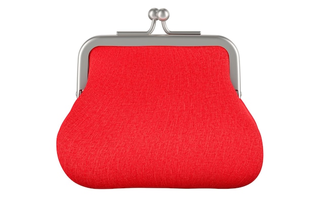 PSD red coin purse front view 3d rendering isolated on transparent background