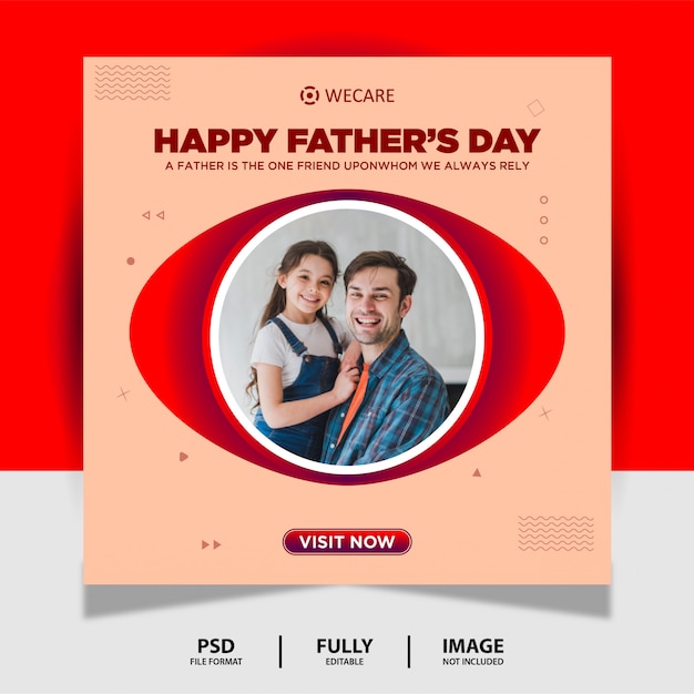 Red Color Father's Day Social Media Post Banner