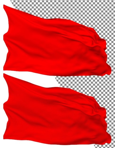 Red Color flag wave isolated plain bump texture transparent background 3d rendering