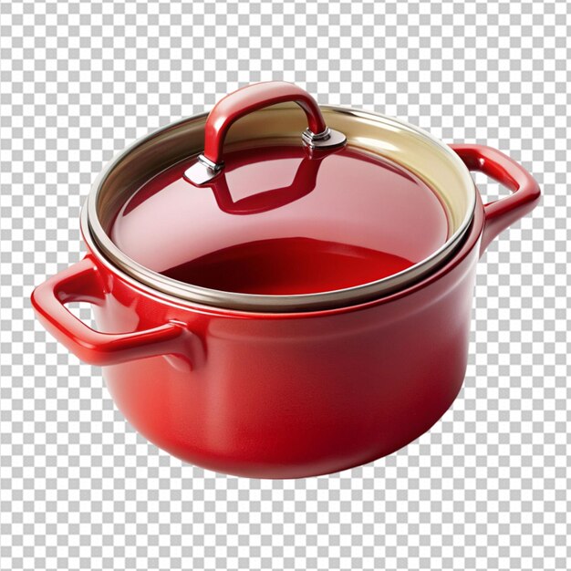 PSD red cooking pan on transparent background