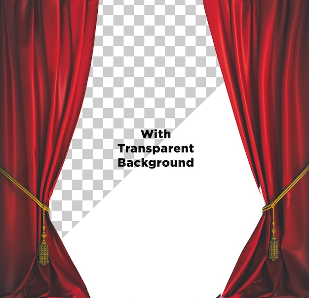 PSD red curtains isolated on transparent background