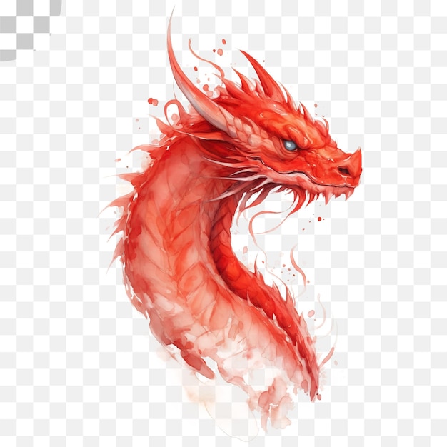 Red Dragon watercolor transparent background