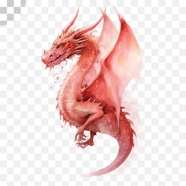 Red Dragon watercolor transparent background