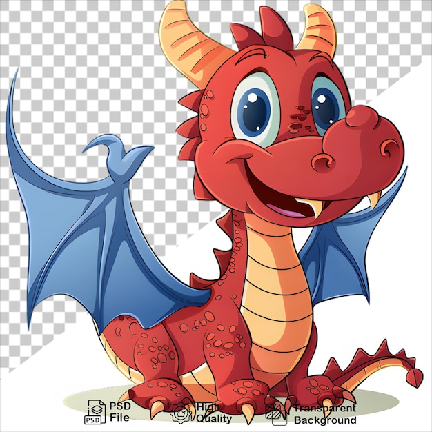 Red Dragon with Blue Features Isolated