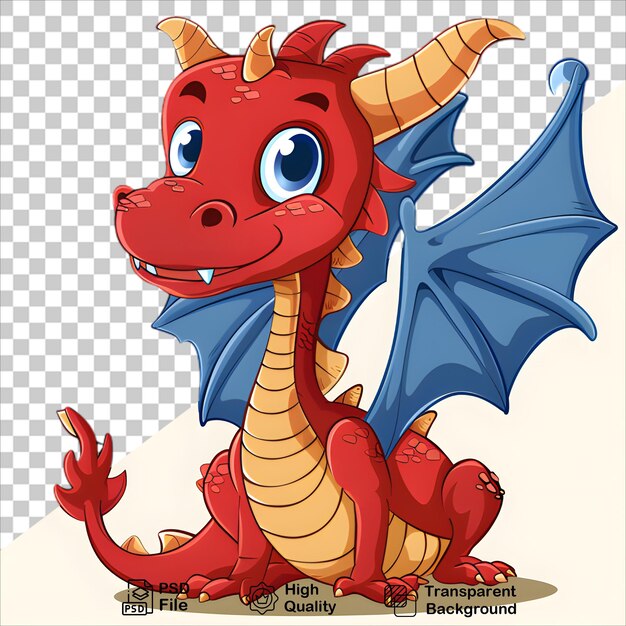 Red Dragon with Blue Features Isolated