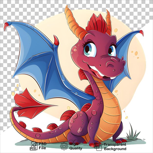 PSD red dragon with blue features isolated