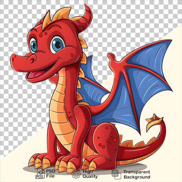 Red Dragon with Blue Features Isolated