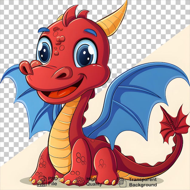 a red dragon with a blue tail and red wings