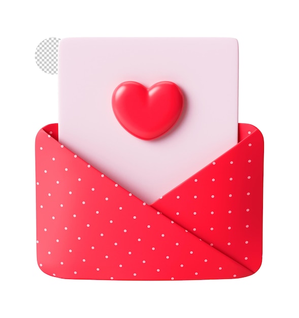 a red envelope with a heart on it and a red heart on the front