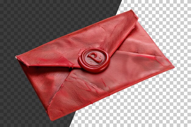 PSD red envelope with wax seal on transparent background stock png