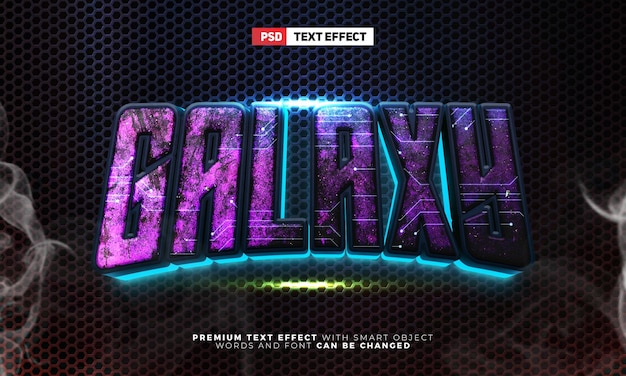 Red esport galaxy future movies glow 3d editable text effect style