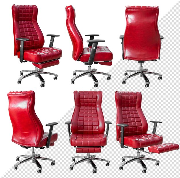 PSD red executive office chair. isolated from the background. view from different sides