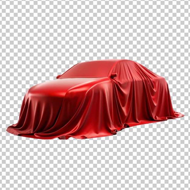 PSD red fabric draping over a car transparent background