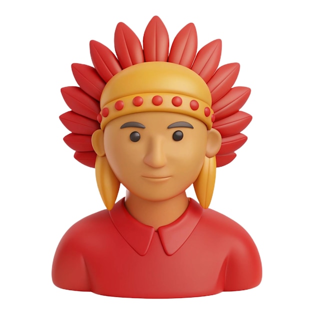 PSD a red figurine of a native american woman wearing a red dress