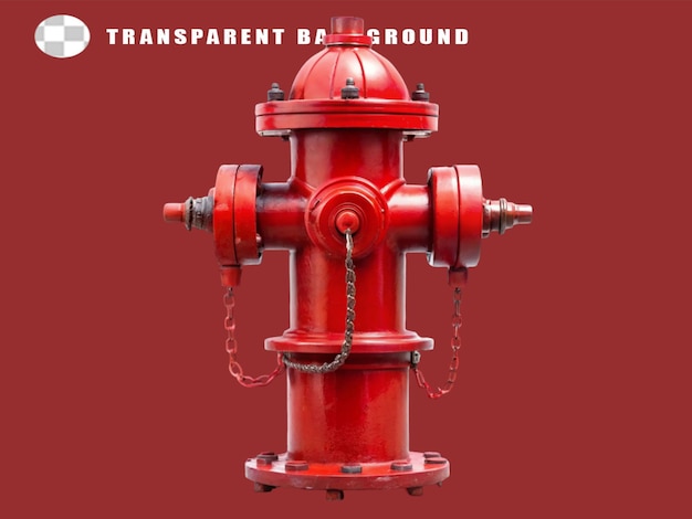 Red Fire Hydrant on transparent background 3d rendering