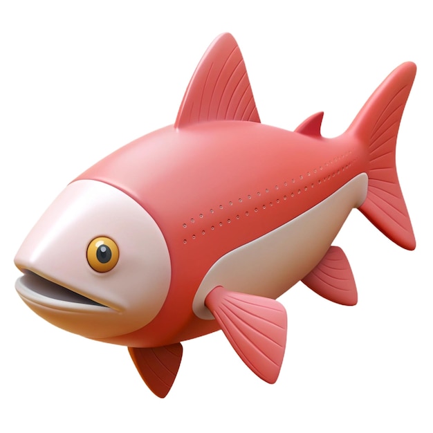 PSD a red fish with a yellow eye and a black line on the bottom