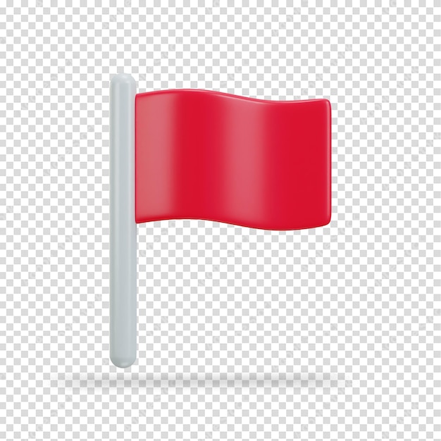 PSD red flag on stick 3d vector icon illustration