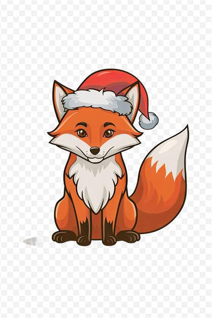 PSD red fox in a hat with a hat of film character on a transparent background