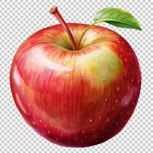 Red fresh apple isolated on a transparent background