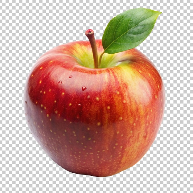 Red fresh apple isolated on a transparent background