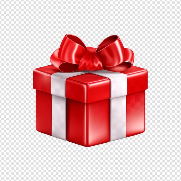 PSD red gift box with bow isolated on transparent background