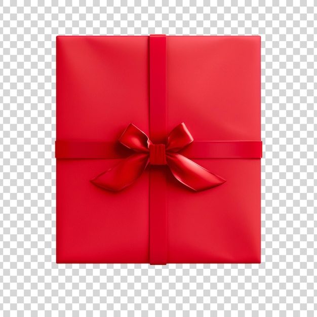 PSD red gift box with ribbon on a transparent background