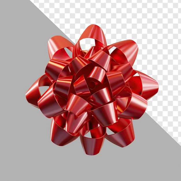 Red Gift Ribbon Realistic 3D Transparent Background