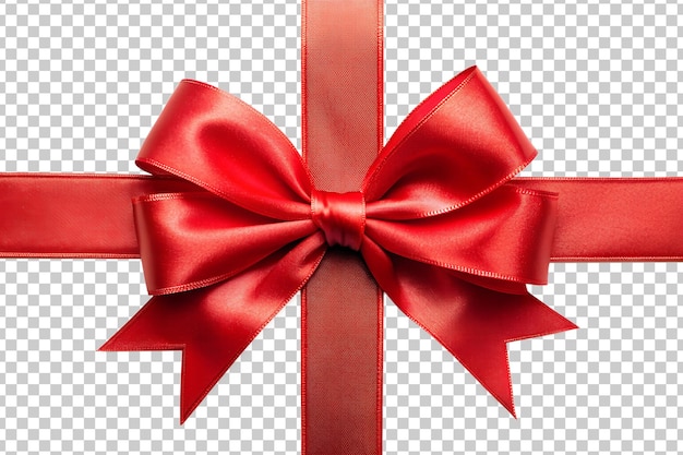 Red gift ribbon with bow transparent