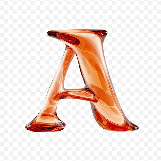 a red glass letter a on a white background