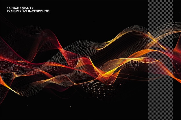 Red and gold gradient sound wave background vector on transparent background