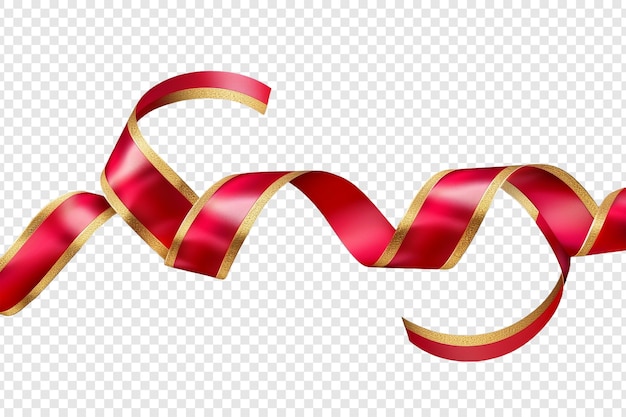 red and gold ribbon isolated on transparent background