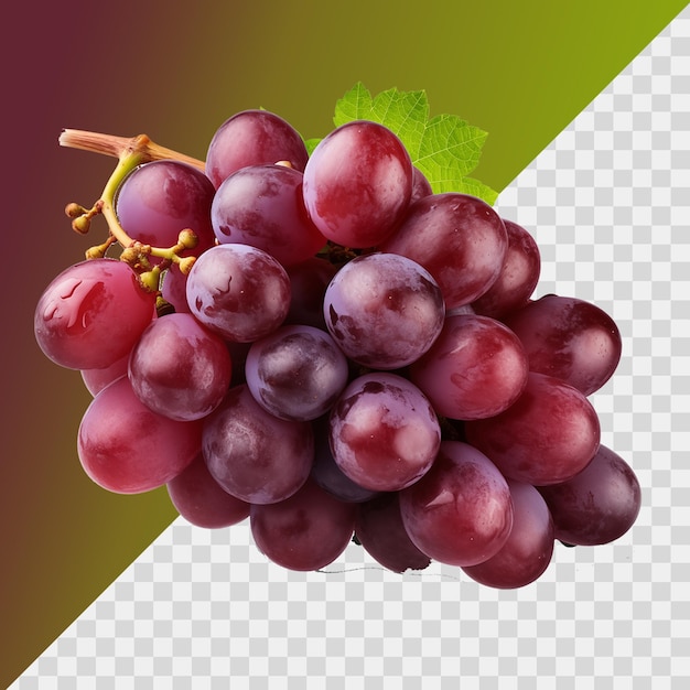 Red grapes isolated on transparent background