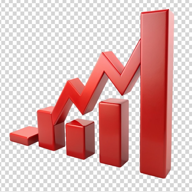 A red graph showing a decline in the economy on transparent background