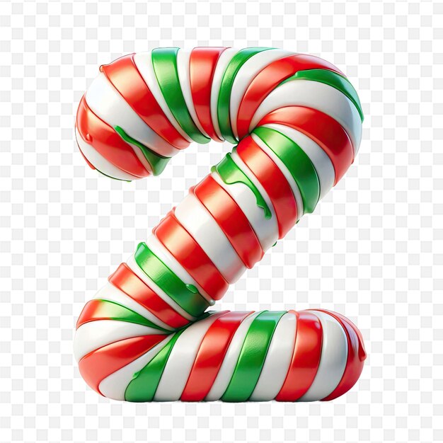 a red and green candy cane with the number one on a transparent background