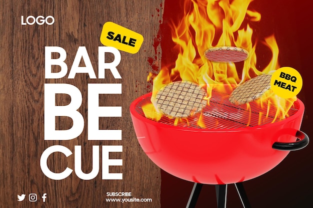 A red grill with a fire in the middle that says " barbeque be rescue ".