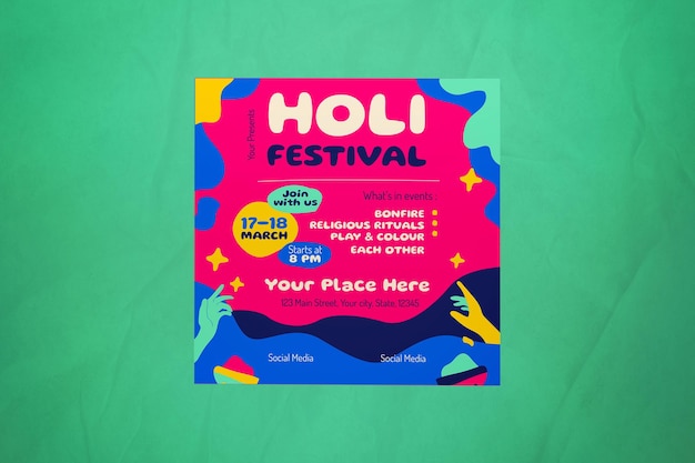 Red Hand Drawn Holi Festival Instagram Post