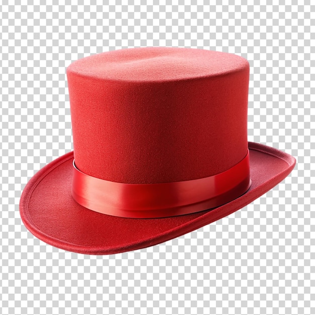 A red hat with a black band on transparent background